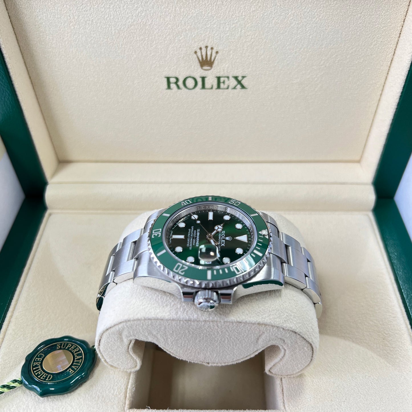 Rolex Submariner 41mm Date Stainless Steel Green Dial Green Bezel (Hulk) Oyster Bracelet 116610LV