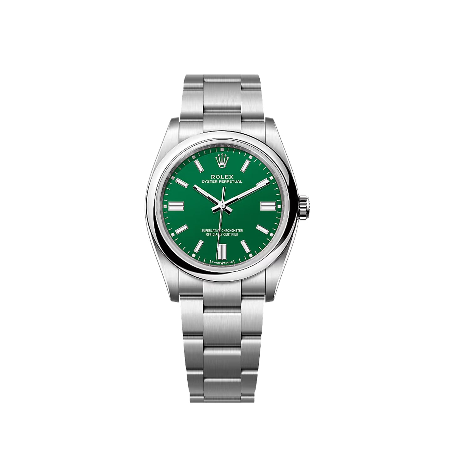2025 Rolex Oyster Perpetual 36 Stainless Steel Green Index Dial Oyster Bracelet Domed Bezel 126000