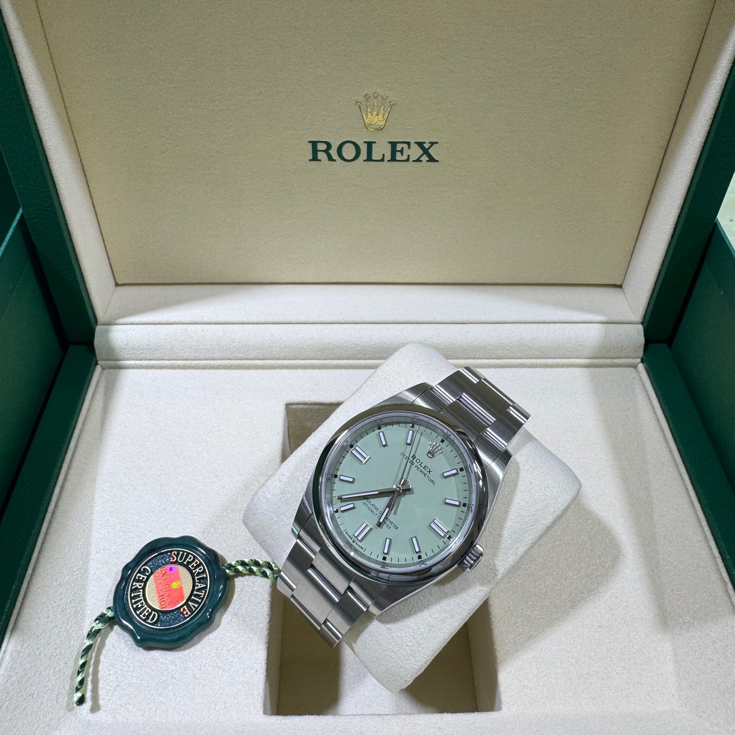 2025 Rolex Oyster Perpetual 36 Stainless Steel Pistachio Index Dial Oyster Bracelet Domed Bezel 126000