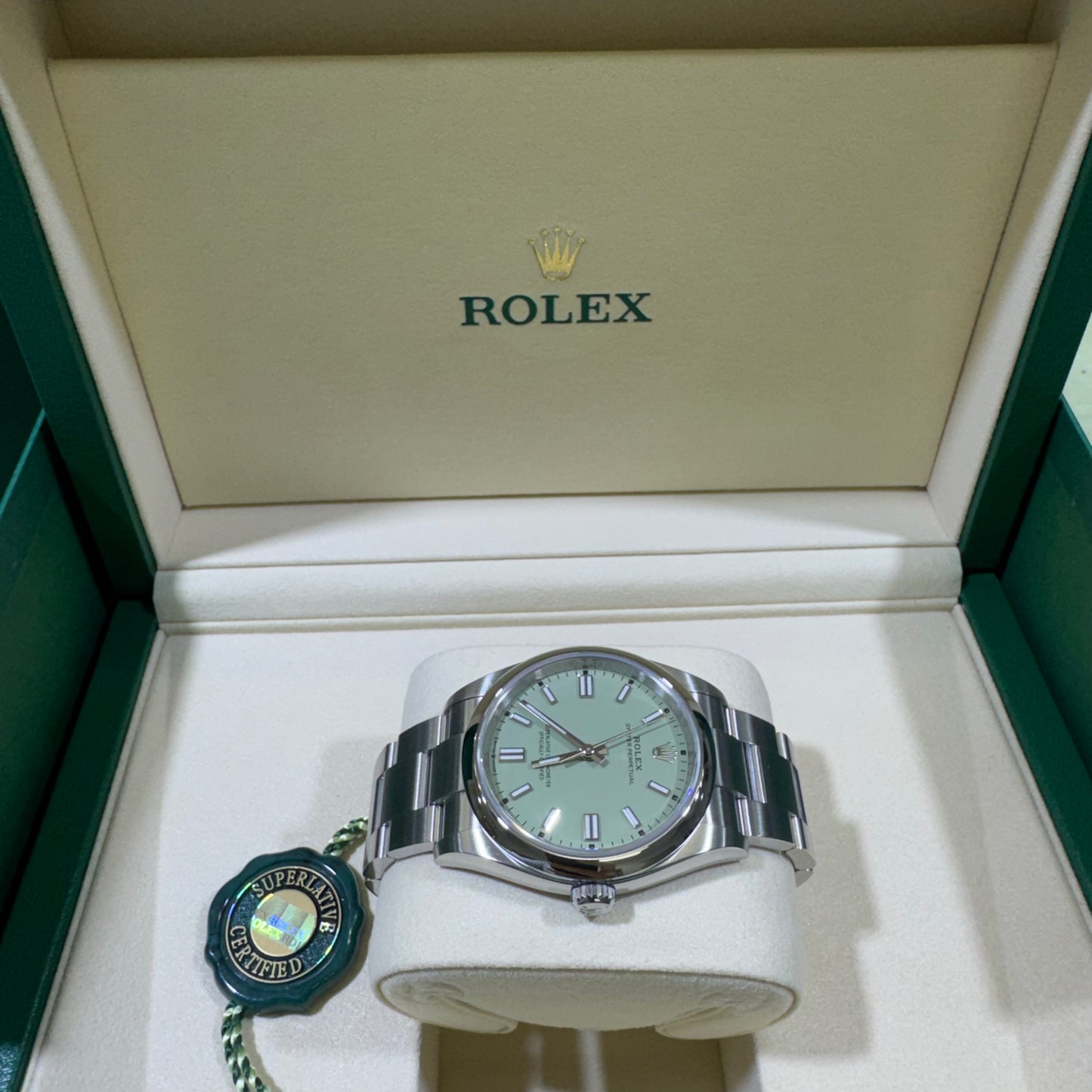 2025 Rolex Oyster Perpetual 36 Stainless Steel Pistachio Index Dial Oyster Bracelet Domed Bezel 126000