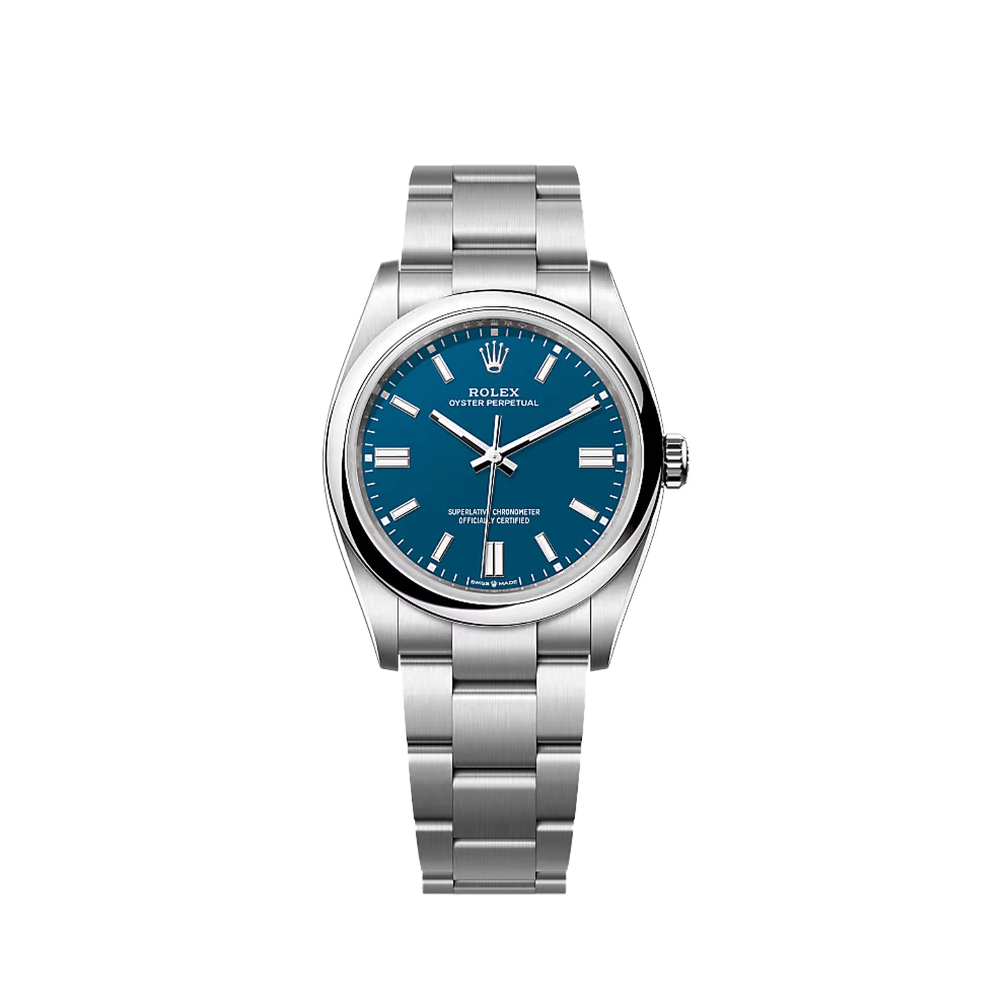 2025 Rolex Oyster Perpetual 36 Stainless Steel Med Blue Index Dial Oyster Bracelet Domed Bezel 126000