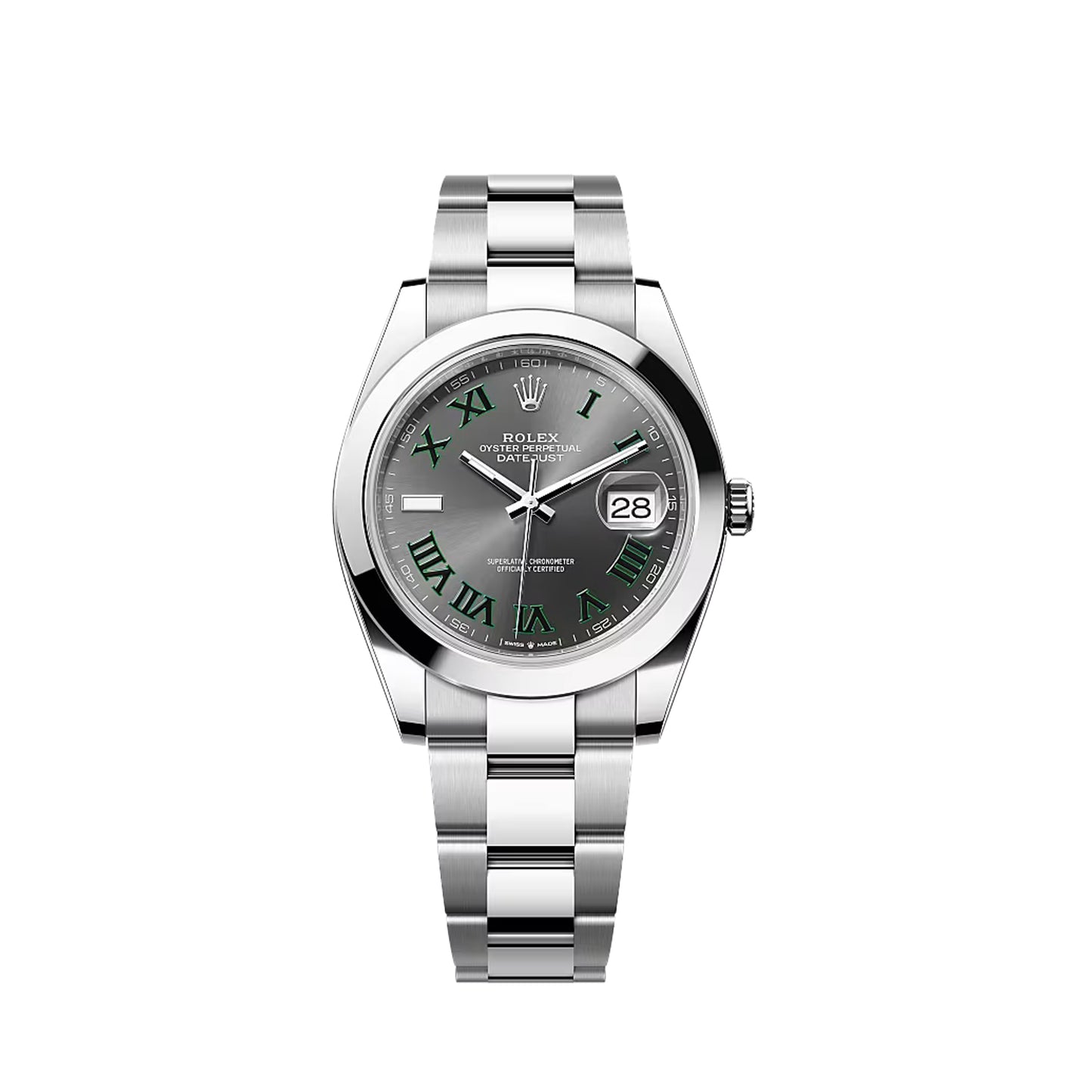 2025 Rolex Datejust 41 Stainless Steel Slate (Wimbledon) Dial Oyster Bracelet Smooth Bezel 126300