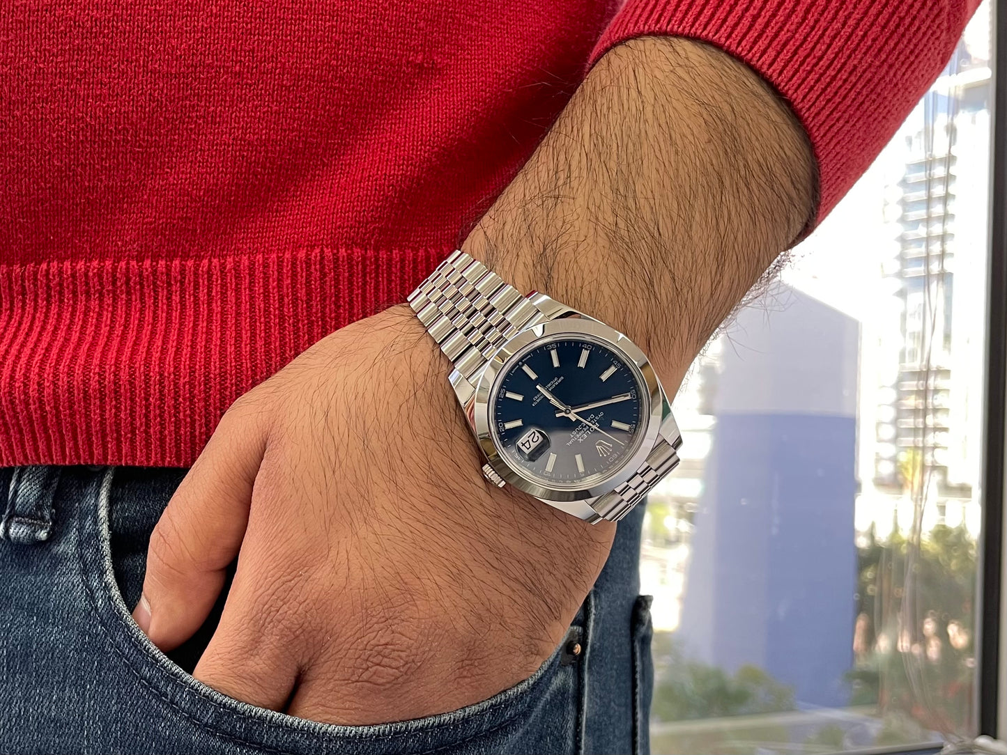 2024 Rolex Datejust 41 Stainless Steel Blue Index Dial Jubilee Bracelet Smooth Bezel 126300