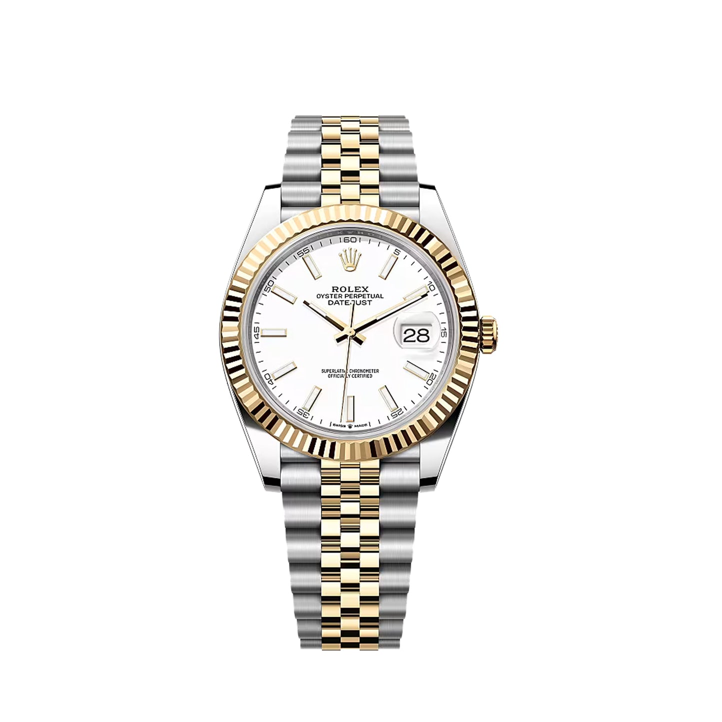 2025 Rolex Datejust 41 Stainless Steel & 18K Yellow Gold White Index Dial Jubilee Bracelet Fluted Bezel 126333