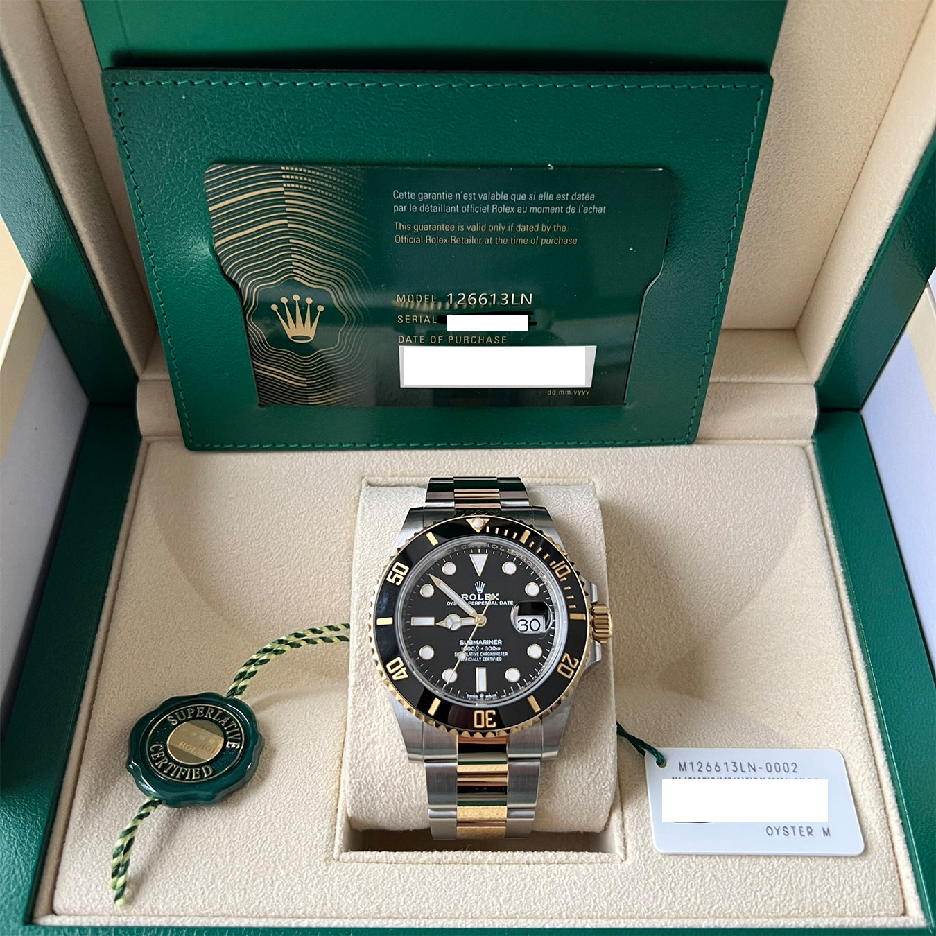 2025 Rolex Submariner 41mm Stainless Steel & 18K Yellow Gold Black Dial Black Bezel Oyster Bracelet 126613LN
