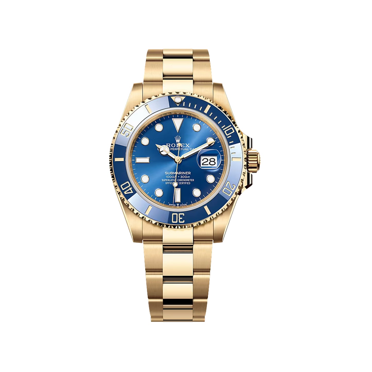 2025 Rolex Submariner 41mm 18K Yellow Gold Blue Dial Blue Bezel Oyster Bracelet 126618LB