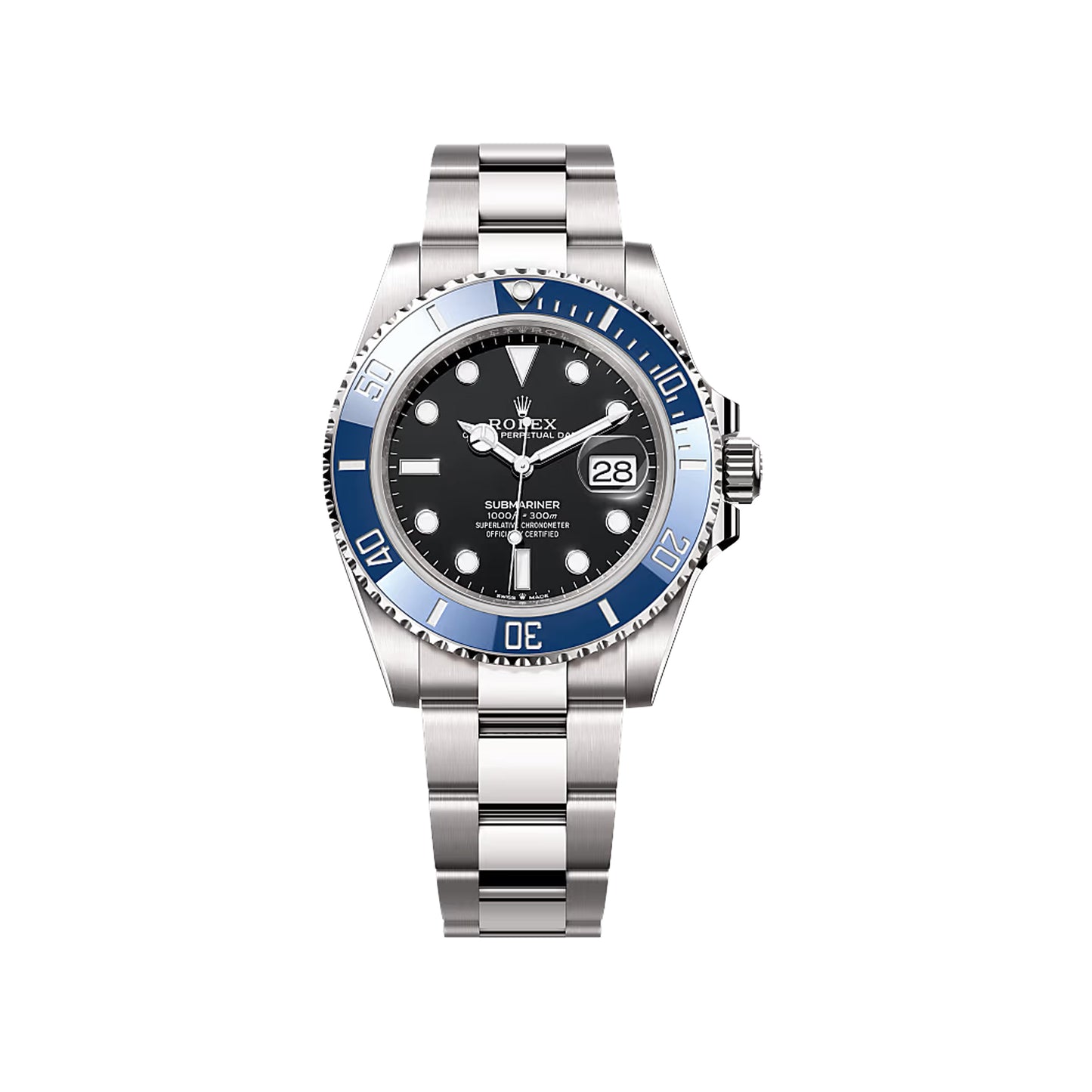 2025 Rolex Submariner 41mm 18K White Gold Black Dial Blue Bezel (Cookie Monster) Oyster Bracelet 126619LB