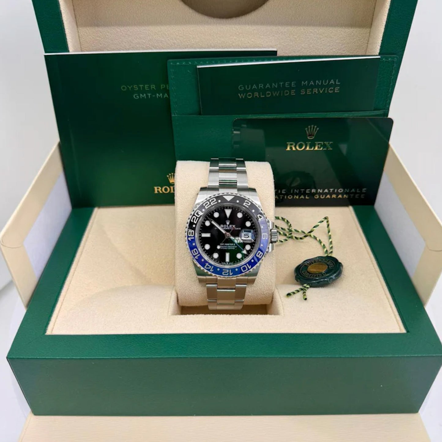 2025 Rolex GMT Master II 40mm Stainless Steel Black Dial Black/Blue (Batman) Bezel Oyster Bracelet 126710BLNR