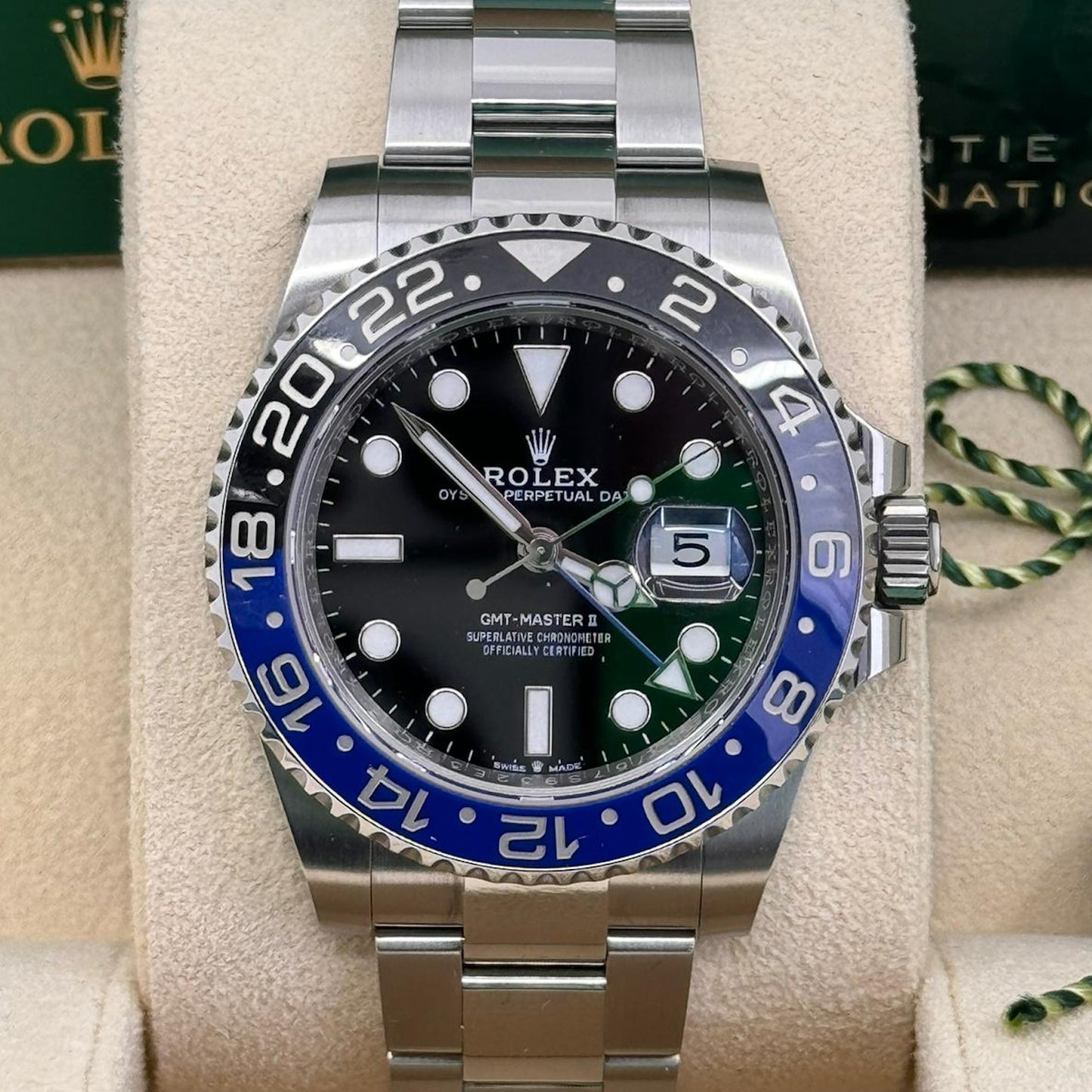 2025 Rolex GMT Master II 40mm Stainless Steel Black Dial Black/Blue (Batman) Bezel Oyster Bracelet 126710BLNR