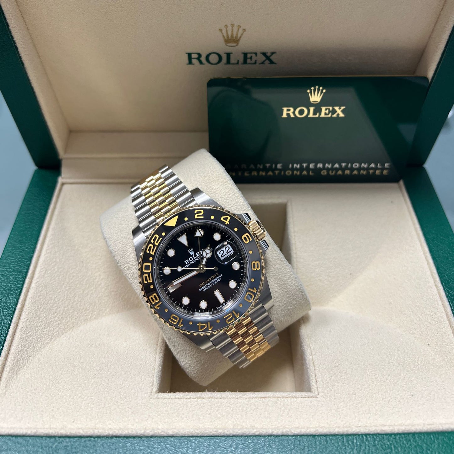2025 Rolex GMT Master II 40mm Stainless Steel & 18K Yellow Gold Black Dial Black/Grey Bezel (Bumblebee/Zombie) Jubilee Bracelet 126713GRNR
