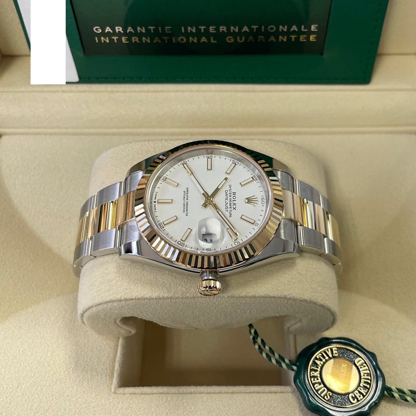2025 Rolex Datejust 41 Stainless Steel & 18K Yellow Gold White Index Dial Oyster Bracelet Fluted Bezel 126333