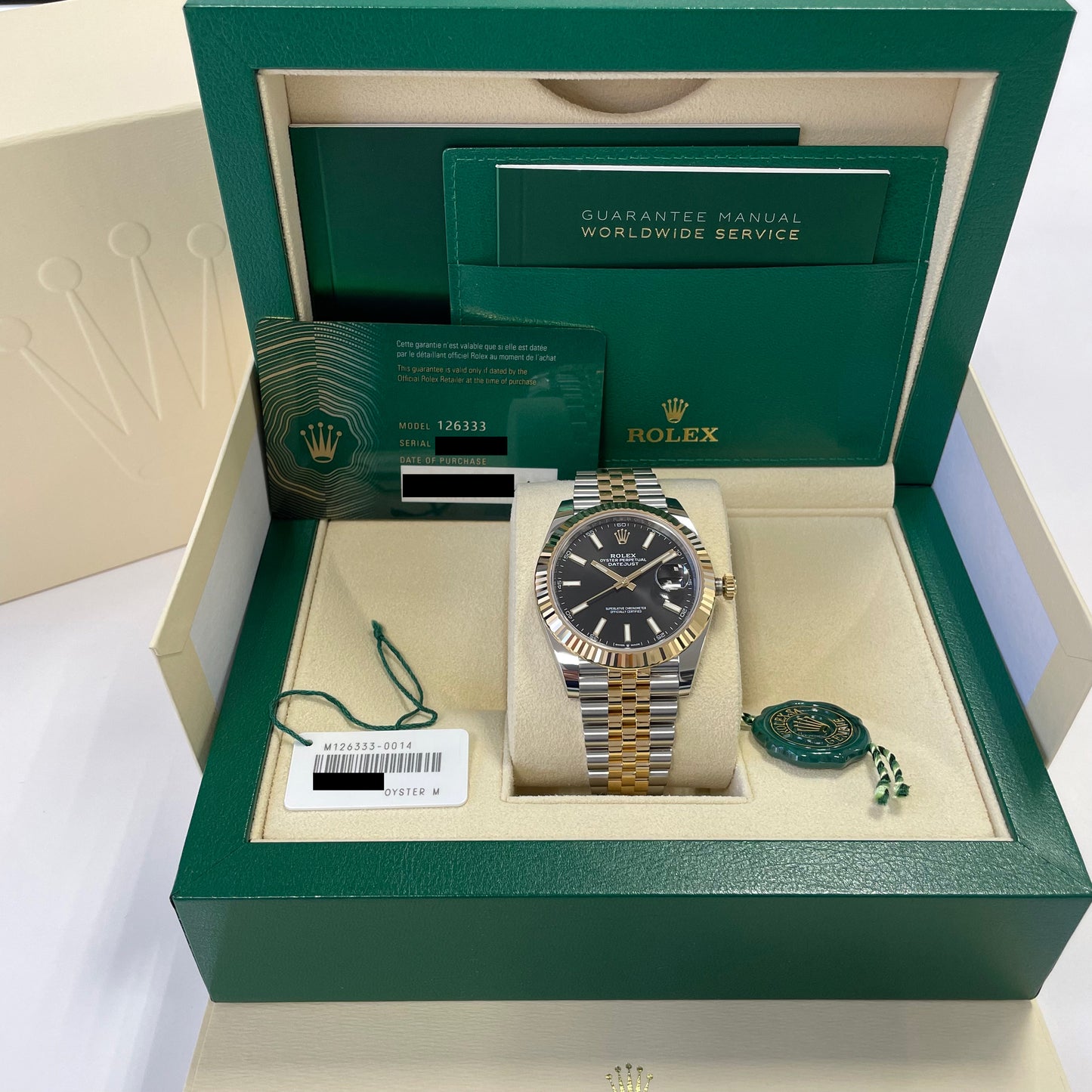 2025 Rolex Datejust 41 Stainless Steel & 18K Yellow Gold Black Index Dial Jubilee Bracelet Fluted Bezel 126333