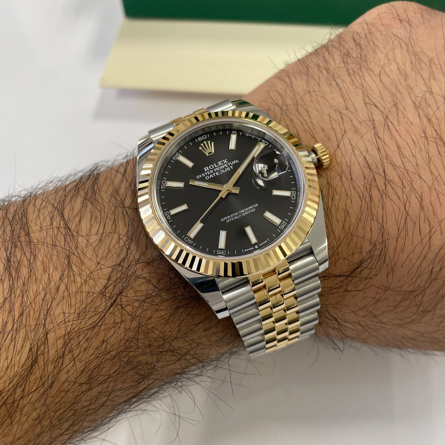 2025 Rolex Datejust 41 Stainless Steel & 18K Yellow Gold Black Index Dial Jubilee Bracelet Fluted Bezel 126333