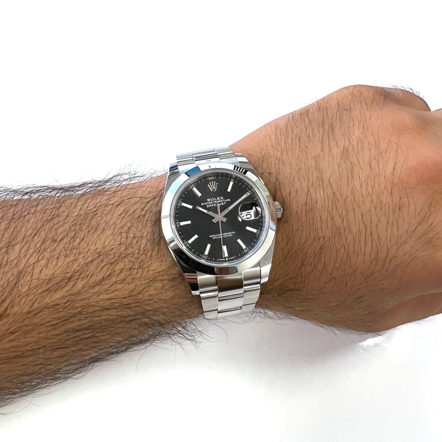 2025 Rolex Datejust 41 Stainless Steel Black Index Dial Oyster Bracelet Smooth Bezel 126300