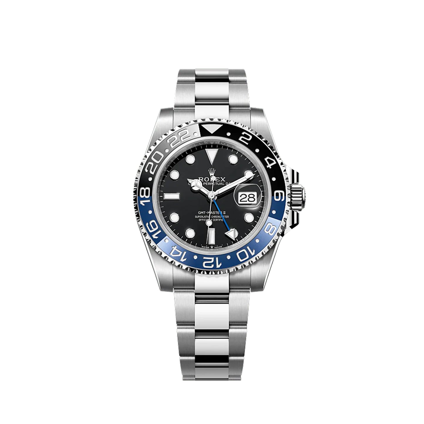 2025 Rolex GMT Master II 40mm Stainless Steel Black Dial Black/Blue (Batman) Bezel Oyster Bracelet 126710BLNR