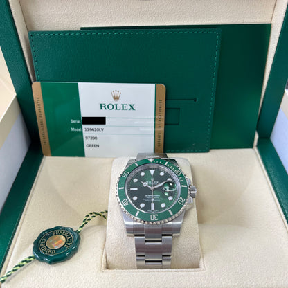 Rolex Submariner 41mm Date Stainless Steel Green Dial Green Bezel (Hulk) Oyster Bracelet 116610LV