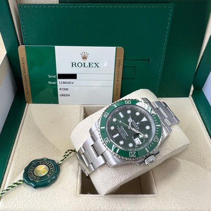 Rolex Submariner 41mm Date Stainless Steel Green Dial Green Bezel (Hulk) Oyster Bracelet 116610LV