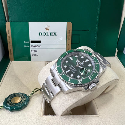 Rolex Submariner 41mm Date Stainless Steel Green Dial Green Bezel (Hulk) Oyster Bracelet 116610LV