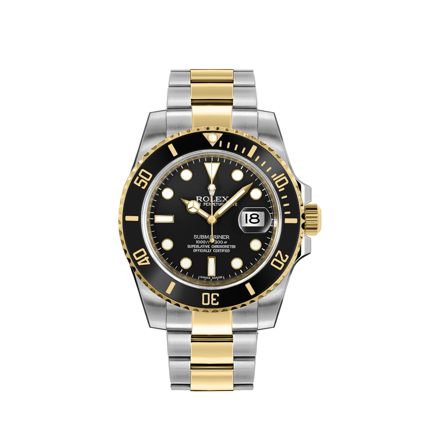 2019 Rolex Submariner 40mm Stainless Steel & 18K Yellow Gold Black Dial Black Bezel Oyster Bracelet 116613LN