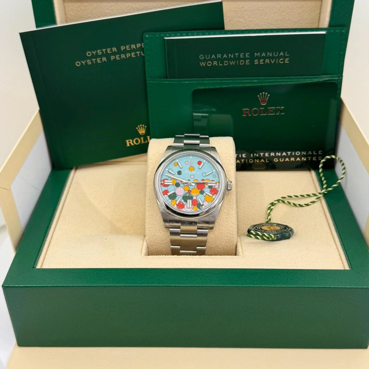 2024 Rolex Oyster Perpetual 41 Stainless Steel Celebration Dial Oyster Bracelet Domed Bezel 124300