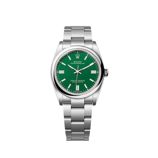 2025 Rolex Oyster Perpetual 36 Stainless Steel Green Index Dial Oyster Bracelet Domed Bezel 126000