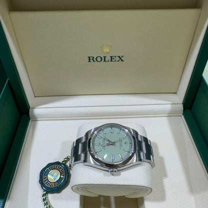 2025 Rolex Oyster Perpetual 36 Stainless Steel Pistachio Index Dial Oyster Bracelet Domed Bezel 126000