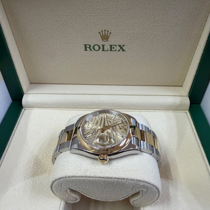 2023 Rolex Datejust 36 Stainless Steel & 18K Yellow Gold Palm-Motif Dial Oyster Bracelet Smooth Bezel 126203