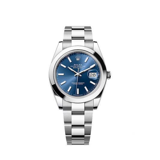 2025 Rolex Datejust 41 Stainless Steel Blue Index Dial Oyster Bracelet Smooth Bezel 126300