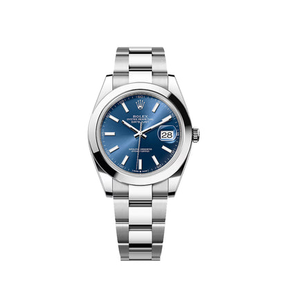 2020 Rolex Datejust 41 Stainless Steel Blue Index Dial Oyster Bracelet Smooth Bezel 126300
