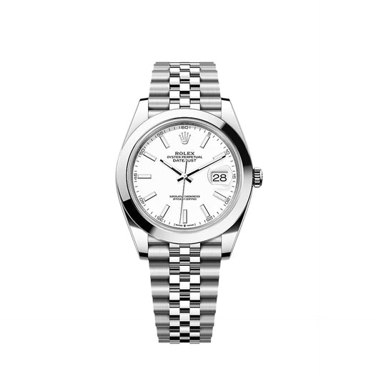 2025 Rolex Datejust 41 Stainless Steel White Index Dial Jubilee Bracelet Smooth Bezel 126300