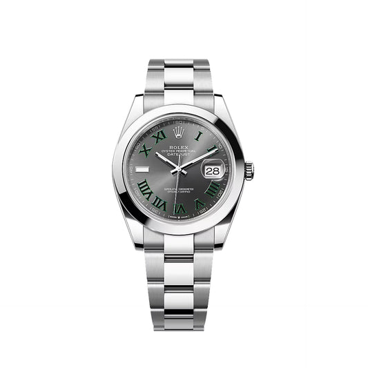 2025 Rolex Datejust 41 Stainless Steel Slate (Wimbledon) Dial Oyster Bracelet Smooth Bezel 126300