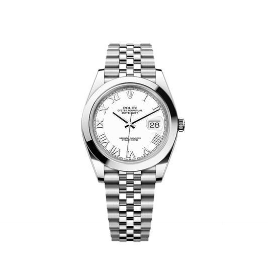 2025 Rolex Datejust 41 Stainless Steel White Roman Dial Jubilee Bracelet Smooth Bezel 126300