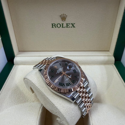 2024 Rolex Datejust 41 Stainless Steel & 18K Everose Gold Slate (Wimbledon) Dial Jubilee Bracelet Fluted Bezel 126331