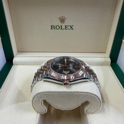 2024 Rolex Datejust 41 Stainless Steel & 18K Everose Gold Slate (Wimbledon) Dial Jubilee Bracelet Fluted Bezel 126331