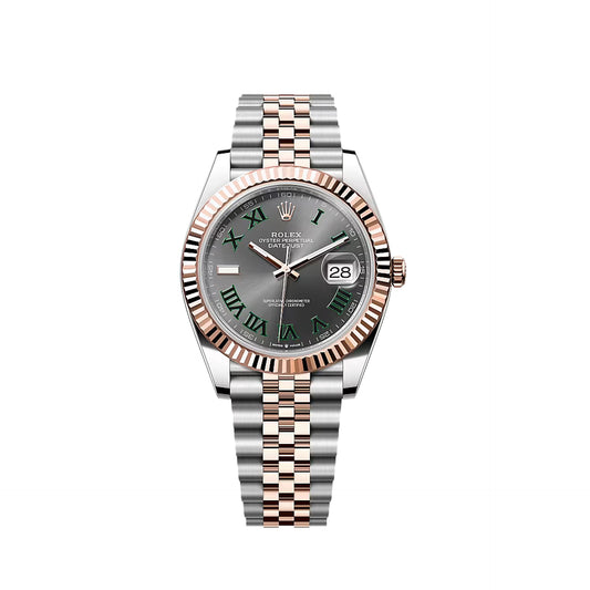 2024 Rolex Datejust 41 Stainless Steel & 18K Everose Gold Slate (Wimbledon) Dial Jubilee Bracelet Fluted Bezel 126331