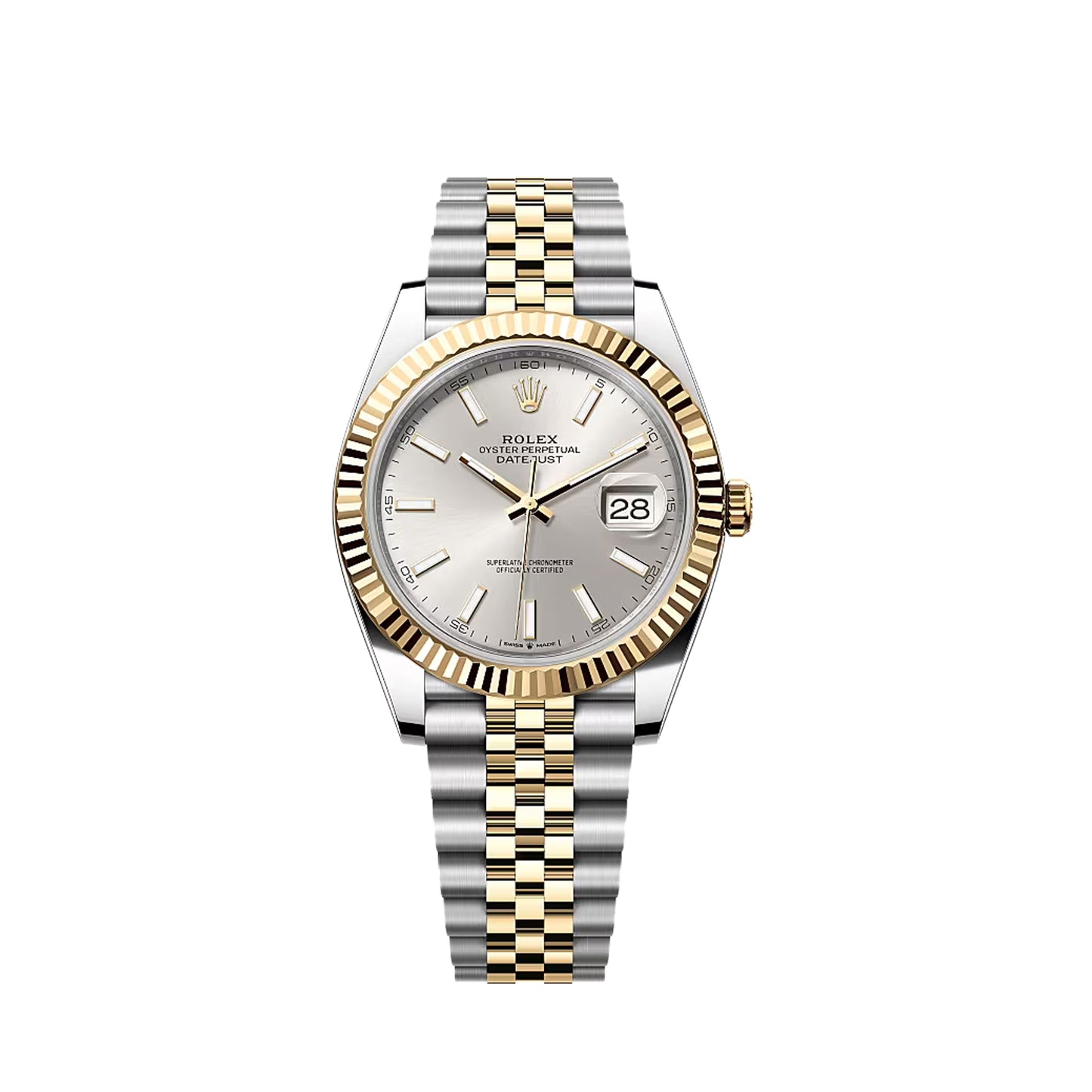 2025 Rolex Datejust 41 Stainless Steel & 18K Yellow Gold Silver Index Dial Jubilee Bracelet Fluted Bezel 126333