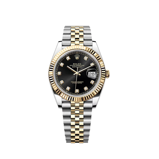 2025 Rolex Datejust 41 Stainless Steel & 18K Yellow Gold Black Set With Diamonds Dial Jubilee Bracelet Fluted Bezel 126333