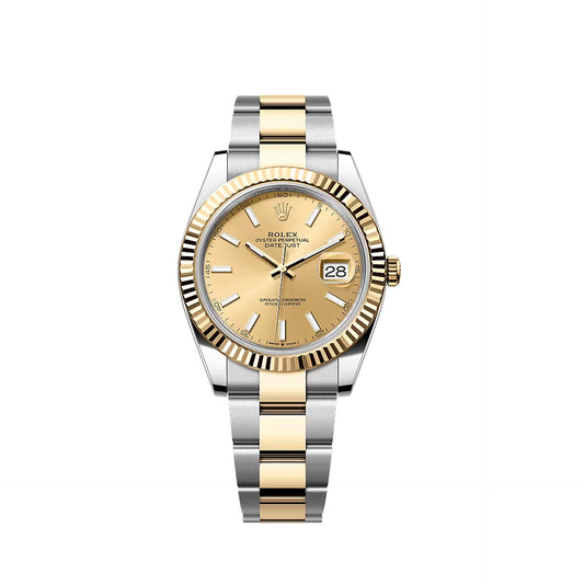 2025 Rolex Datejust 41 Stainless Steel & 18K Yellow Gold Champagne Index Dial Oyster Bracelet Fluted Bezel 126333