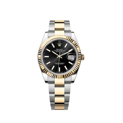 2025 Rolex Datejust 41 Stainless Steel & 18K Yellow Gold Black Index Dial Oyster Bracelet Fluted Bezel 126333