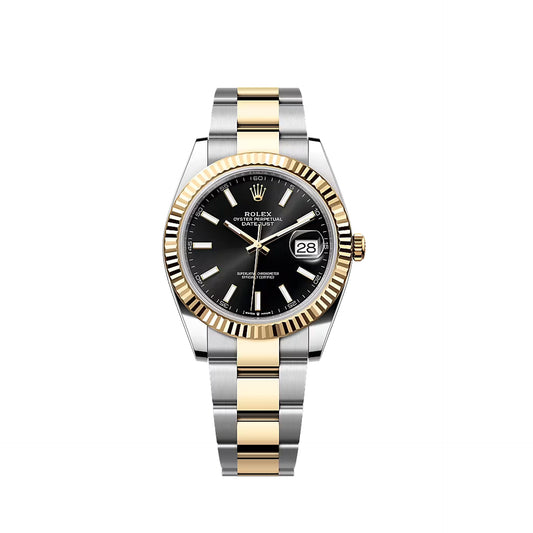 2025 Rolex Datejust 41 Stainless Steel & 18K Yellow Gold Black Index Dial Oyster Bracelet Fluted Bezel 126333
