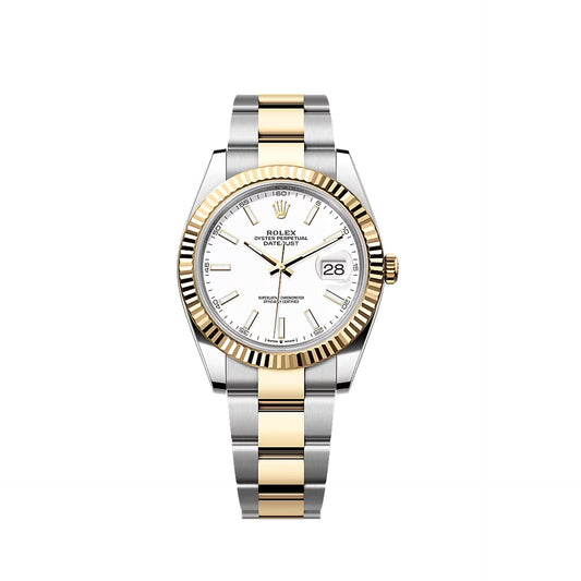 2025 Rolex Datejust 41 Stainless Steel & 18K Yellow Gold White Index Dial Oyster Bracelet Fluted Bezel 126333