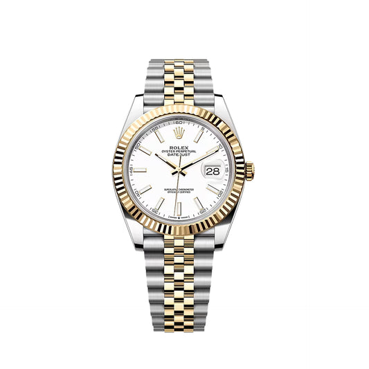 2025 Rolex Datejust 41 Stainless Steel & 18K Yellow Gold White Index Dial Jubilee Bracelet Fluted Bezel 126333