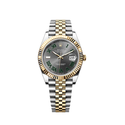 2025 Rolex Datejust 41 Stainless Steel & 18K Yellow Gold Slate (Wimbledon) Dial Jubilee Bracelet Fluted Bezel 126333