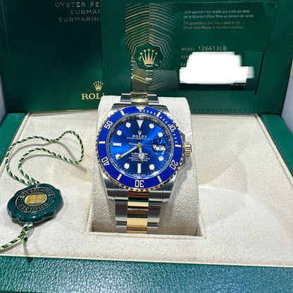 2025 Rolex Submariner 41mm Stainless Steel & 18K Yellow Gold Blue Dial Blue Bezel (Bluesy) Oyster Bracelet 126613LB