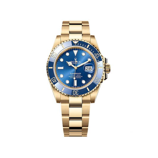 2025 Rolex Submariner 41mm 18K Yellow Gold Blue Dial Blue Bezel Oyster Bracelet 126618LB