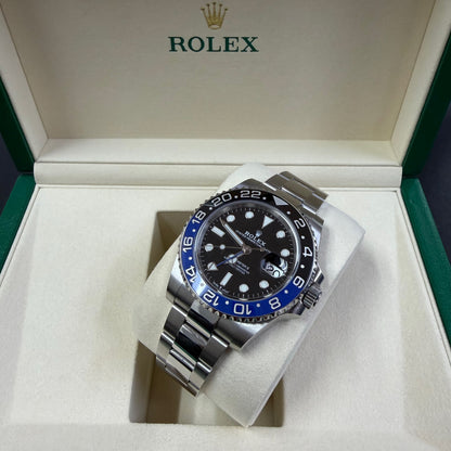 2019 Rolex GMT Master II 40mm Stainless Steel Black Dial Black/Blue (Batman) Bezel Oyster Bracelet 126710BLNR