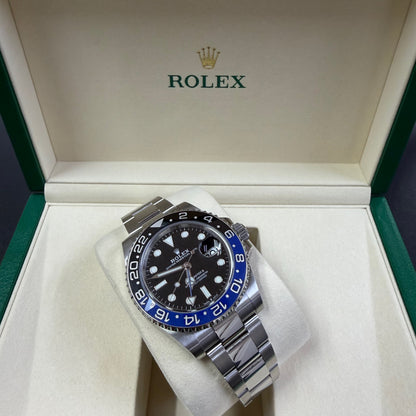 2019 Rolex GMT Master II 40mm Stainless Steel Black Dial Black/Blue (Batman) Bezel Oyster Bracelet 126710BLNR