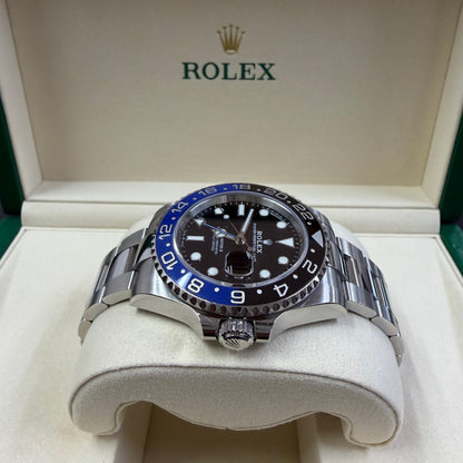 2019 Rolex GMT Master II 40mm Stainless Steel Black Dial Black/Blue (Batman) Bezel Oyster Bracelet 126710BLNR