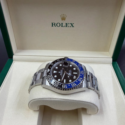2019 Rolex GMT Master II 40mm Stainless Steel Black Dial Black/Blue (Batman) Bezel Oyster Bracelet 126710BLNR