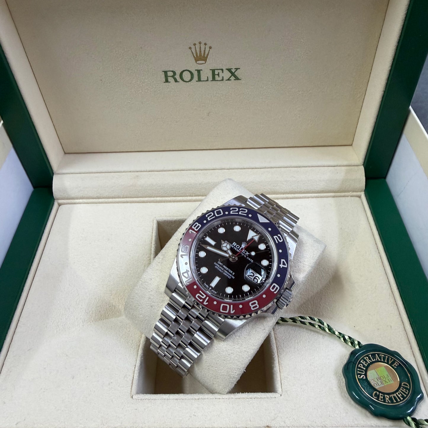 2018 Rolex GMT Master II 40mm Stainless Steel Black Dial Blue/Red (Pepsi) Bezel Jubilee Bracelet 126710BLRO